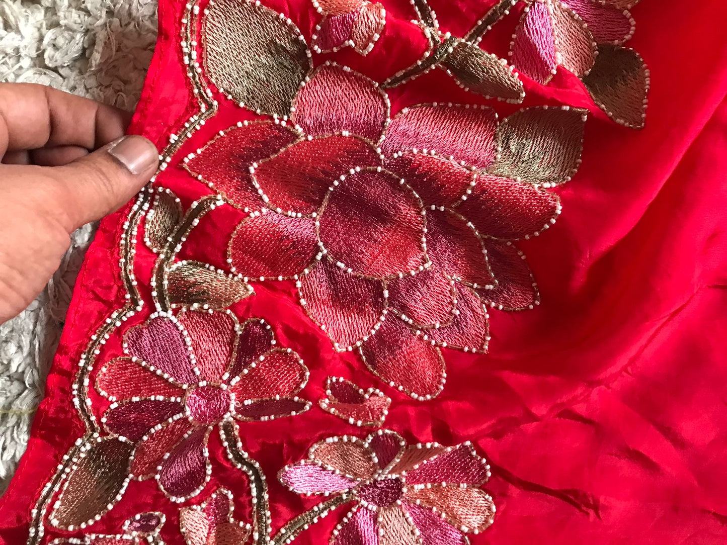 Red premium saree organza saree floral sari blouse women sarees