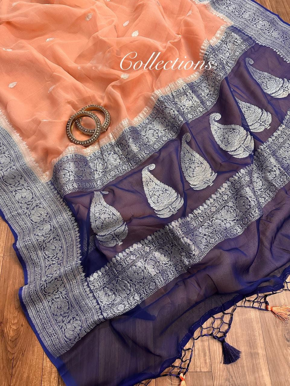 Ramania Banarsi Saree Khadri Chiffon Sari blouse