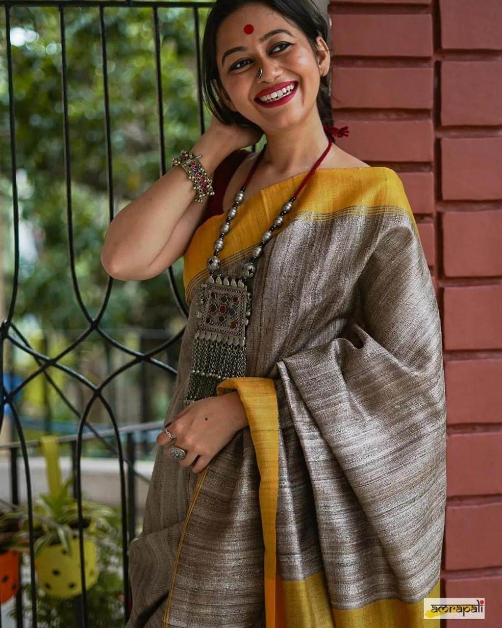 Cotton Saree Grey Saree Women Sari