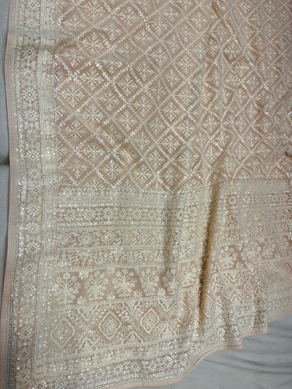 Sequins Chikankari Gorgette Saree Indian saree