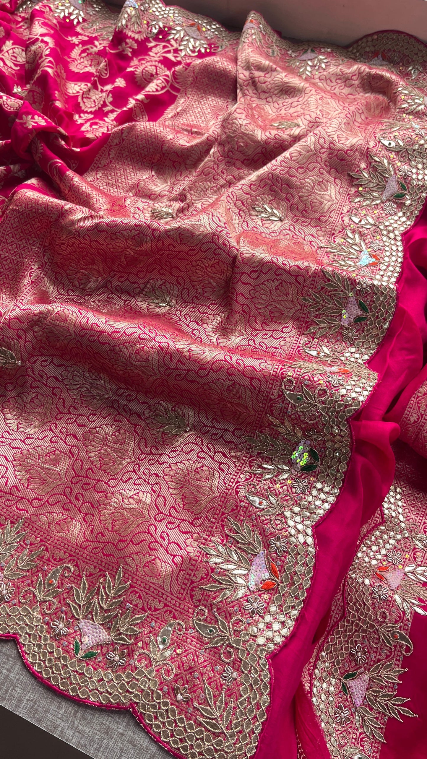 Banarasi Munga silk saree gottapatti sarees