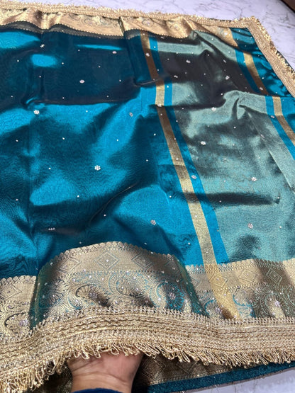 Tissue silk handmade Banarsi tissue lace sarees