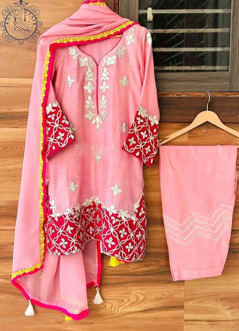 Silk designer inspired suit gotta Patti salwar suit Indian traditional suit