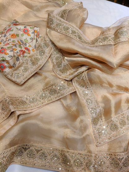 Sequence tissue organza sarees beautiful saree