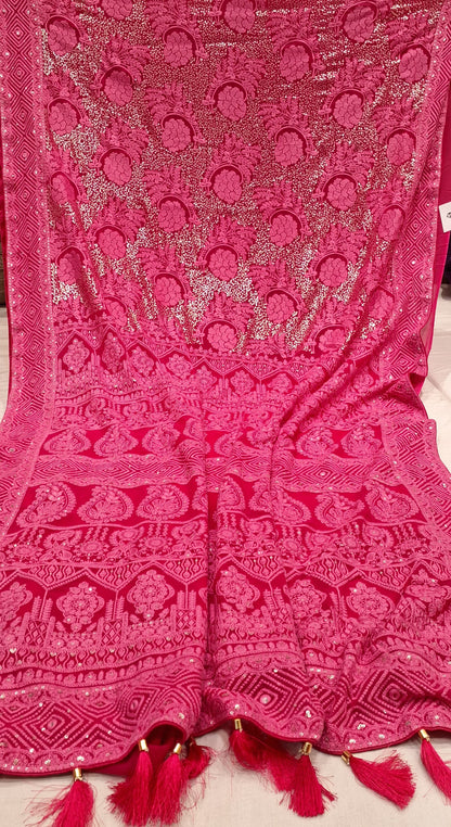 Ruhani georgette saree Chikankari saree blouse