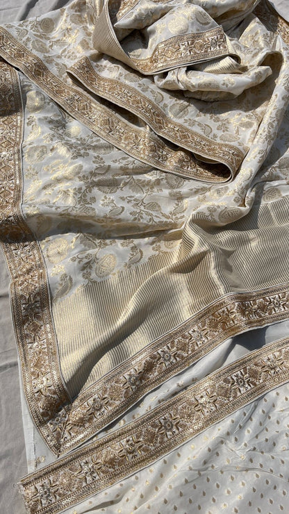 Lilani khaddi Gorgette Saree traditional sari