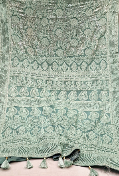 Ruhani georgette saree Chikankari saree blouse