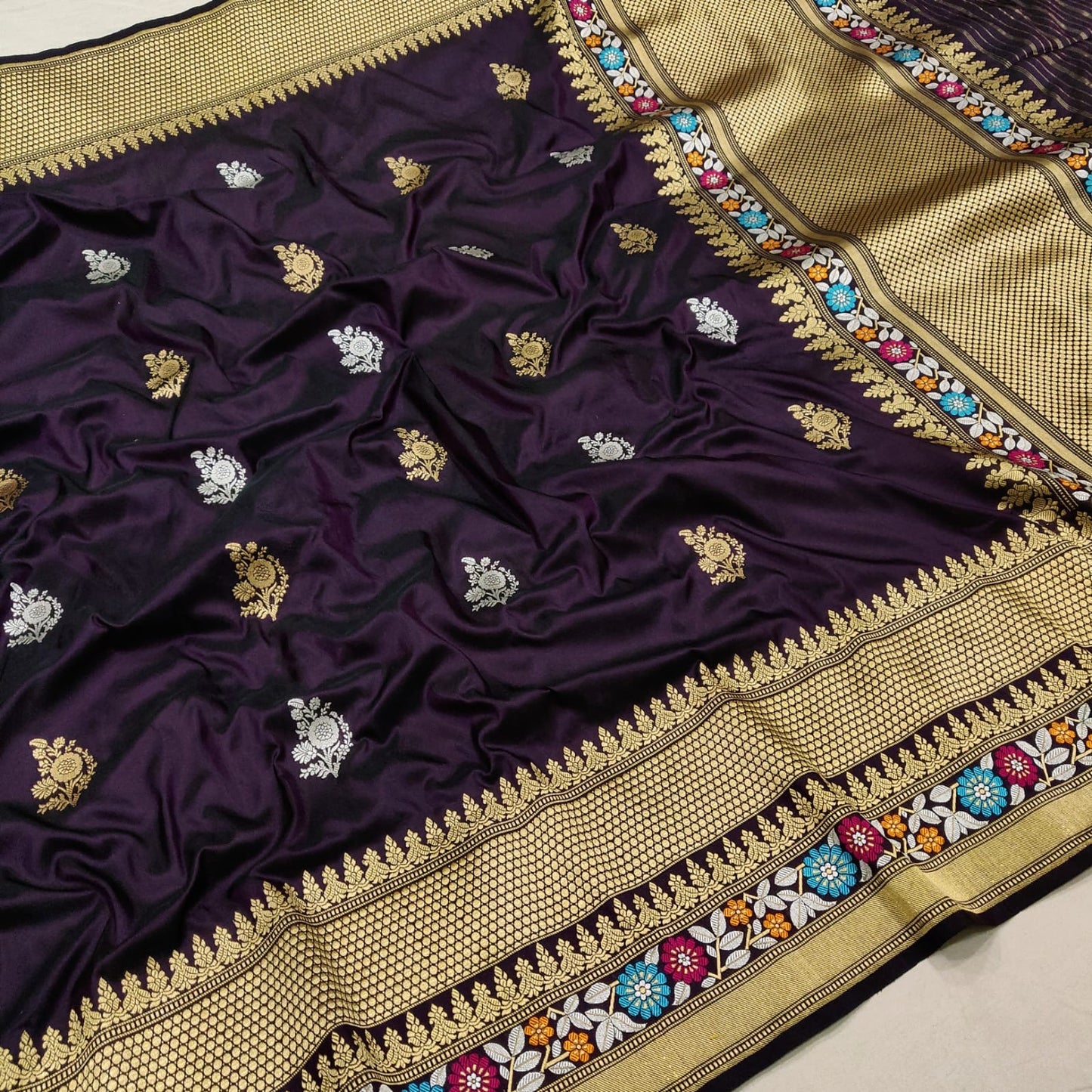 Black Katan silk saree Indian saree beautiful sari blouse