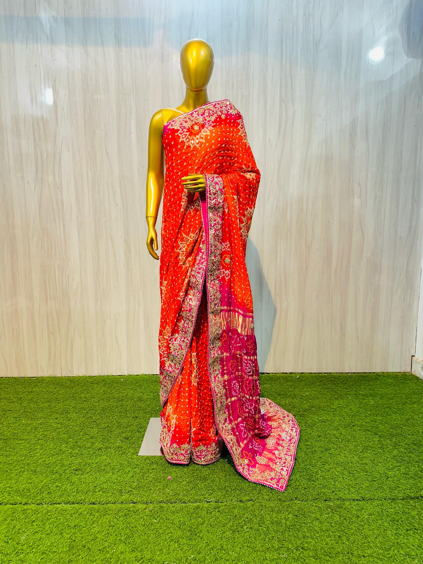 Handmade gajji silk saree gottapatti sari gharchola pallu sari