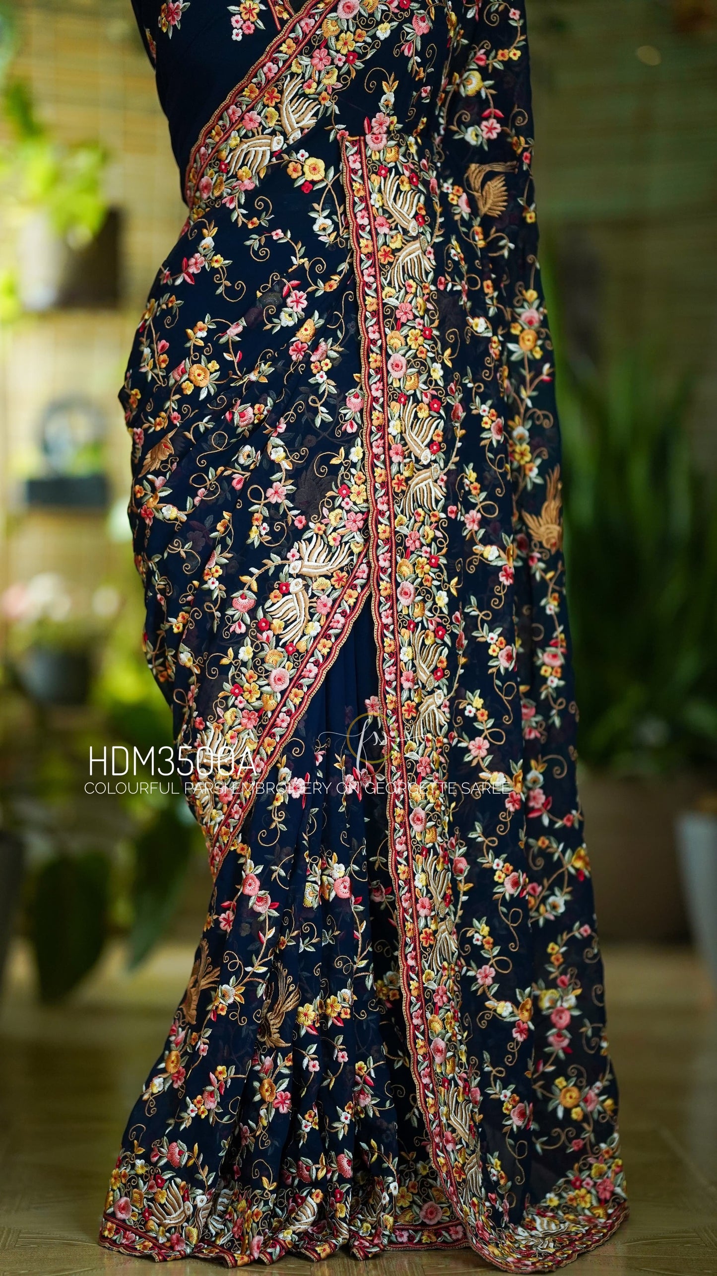 Navish Parsi inspired saree georgette sarees women sari blouse
