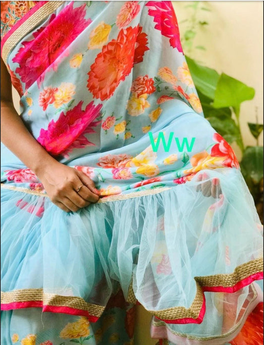 Ruffles Saree Trendy Sari Cocktail sari