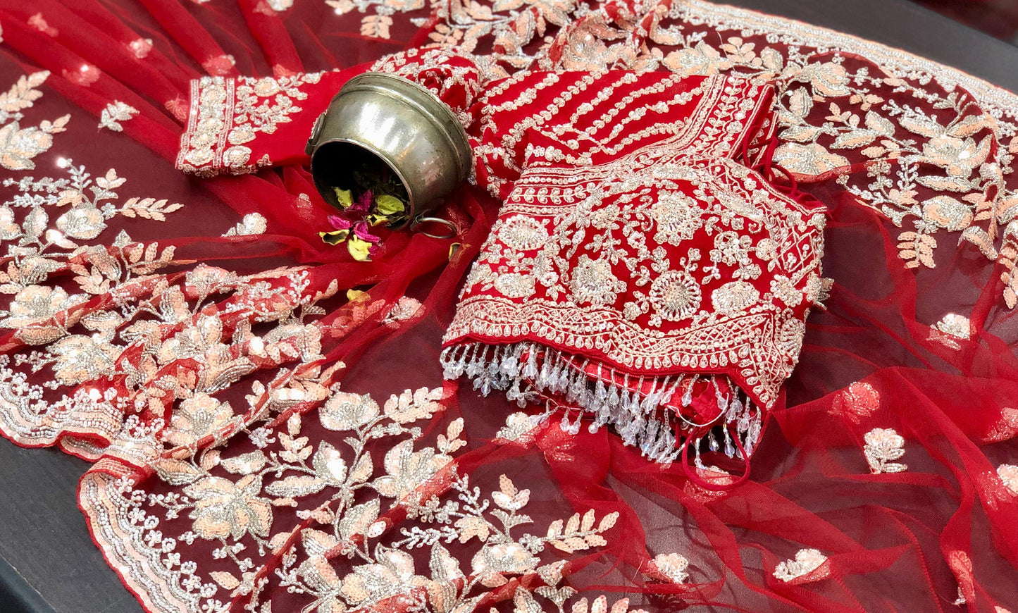 Net designer saree Indian wedding sari blouse women sarees