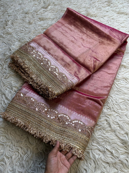 Maharani inspired tissue saree Zari saree premium sari blouse