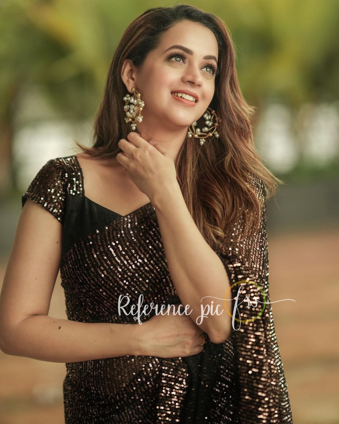 Celebs sequins partywear sexy sarees