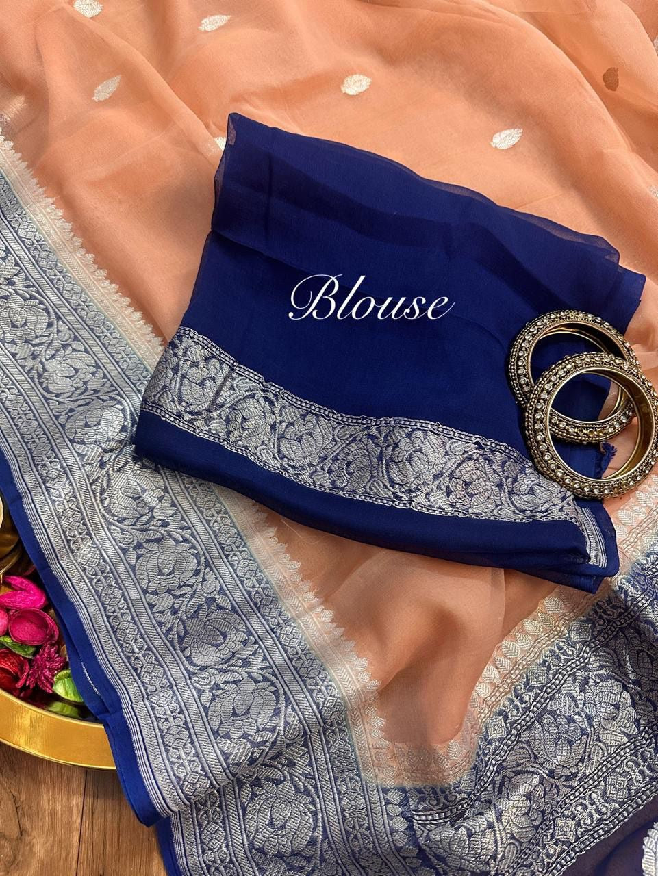 Ramania Banarsi Saree Khadri Chiffon Sari blouse