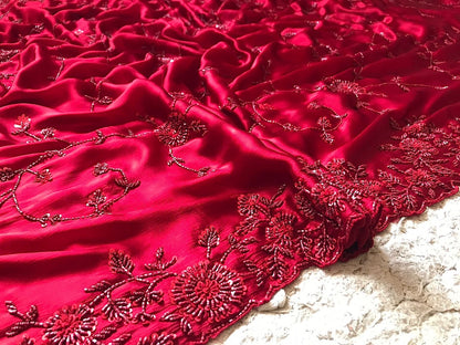 Maroon red premium saree Indian sarees blouse beautiful sari