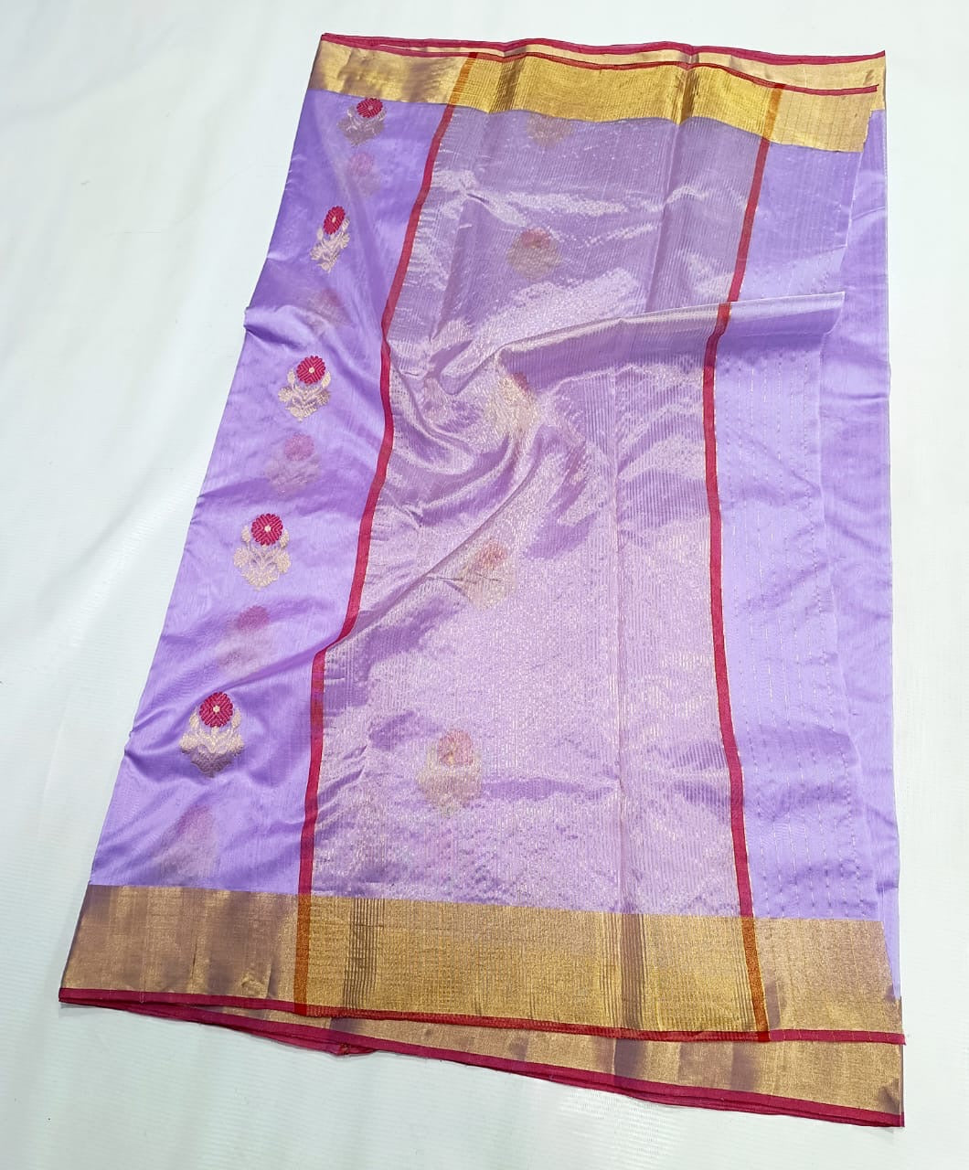 Handmade Chanderi saree Pattu silk Meenakari sarees blouse