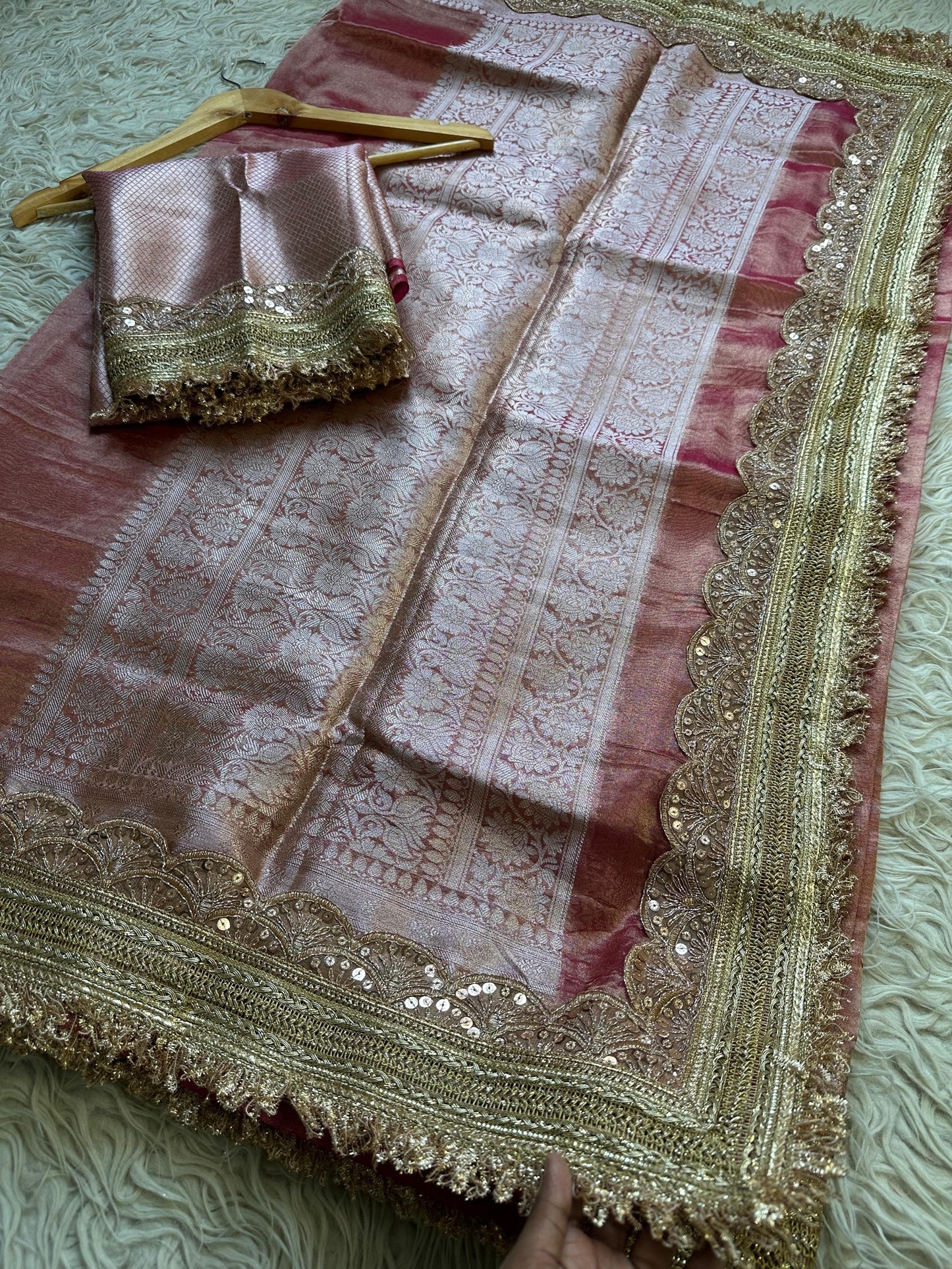 Maharani inspired tissue saree Zari saree premium sari blouse