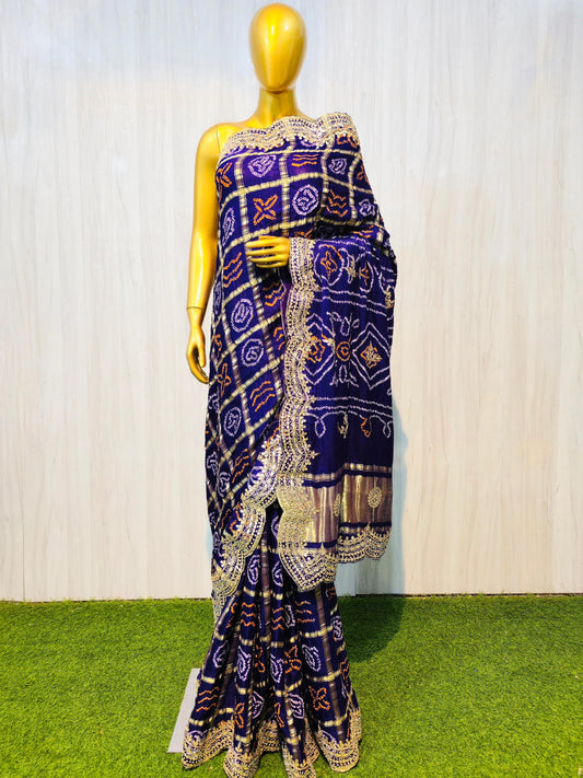 Purple gharchola saree gotta Patti saree Indian traditional sari blouse