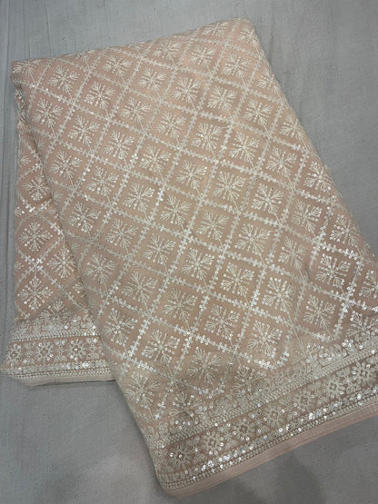 Sequins Chikankari Gorgette Saree Indian saree