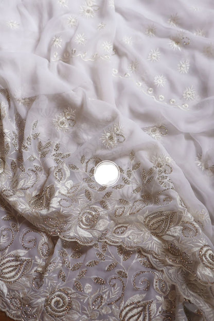 White parsi inspired sarees chinkari saree