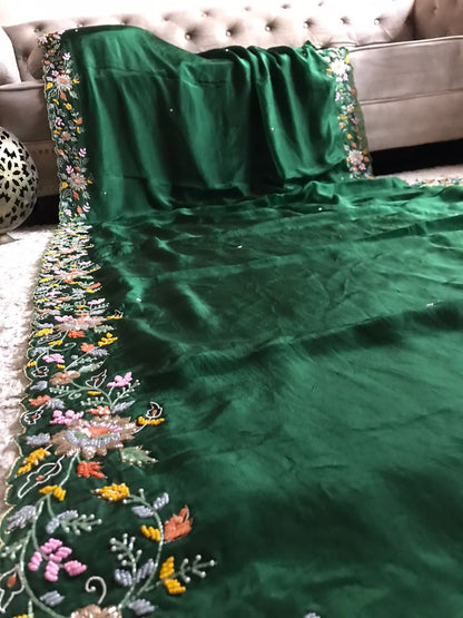 Satin Saree Emerald Saree Premium saree