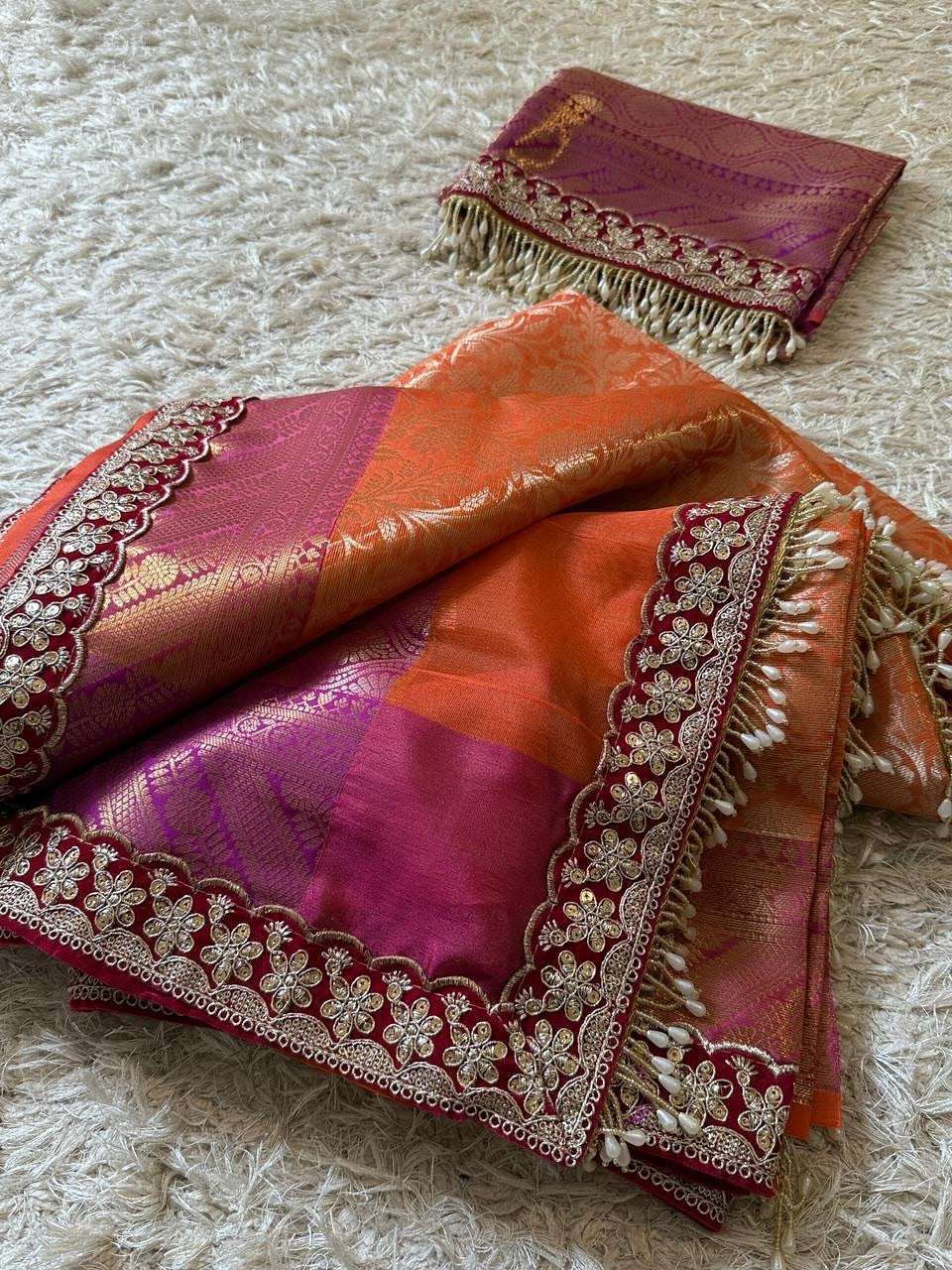 Handmade Banarsi tissue saree Indian wedding saree bridal sari blouse
