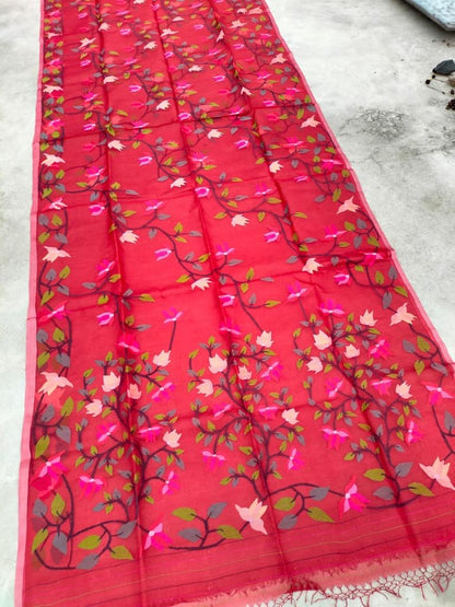 Genila Indian Bengal jamdani saree tantuj saree