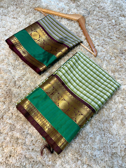 Gadwal silk saree check saree handloom sari blouse Bengali sarees