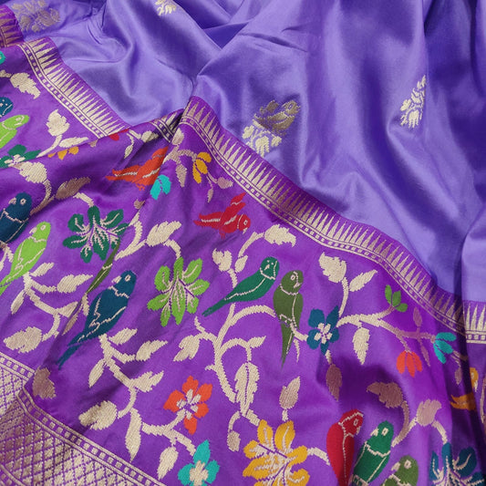Purple Katan silk saree handwoven sarees blouse