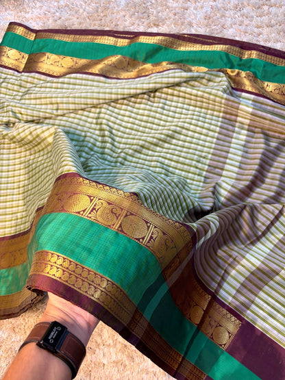 Gadwal silk saree check saree handloom sari blouse Bengali sarees
