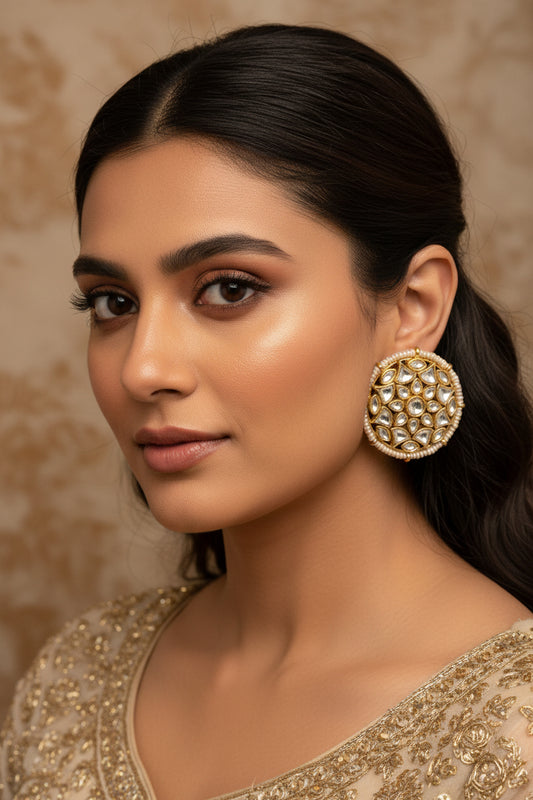 Roza stud Indian Jewelery Kundan earrings