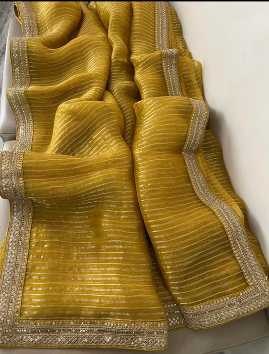 Blosom striped organza sarees
