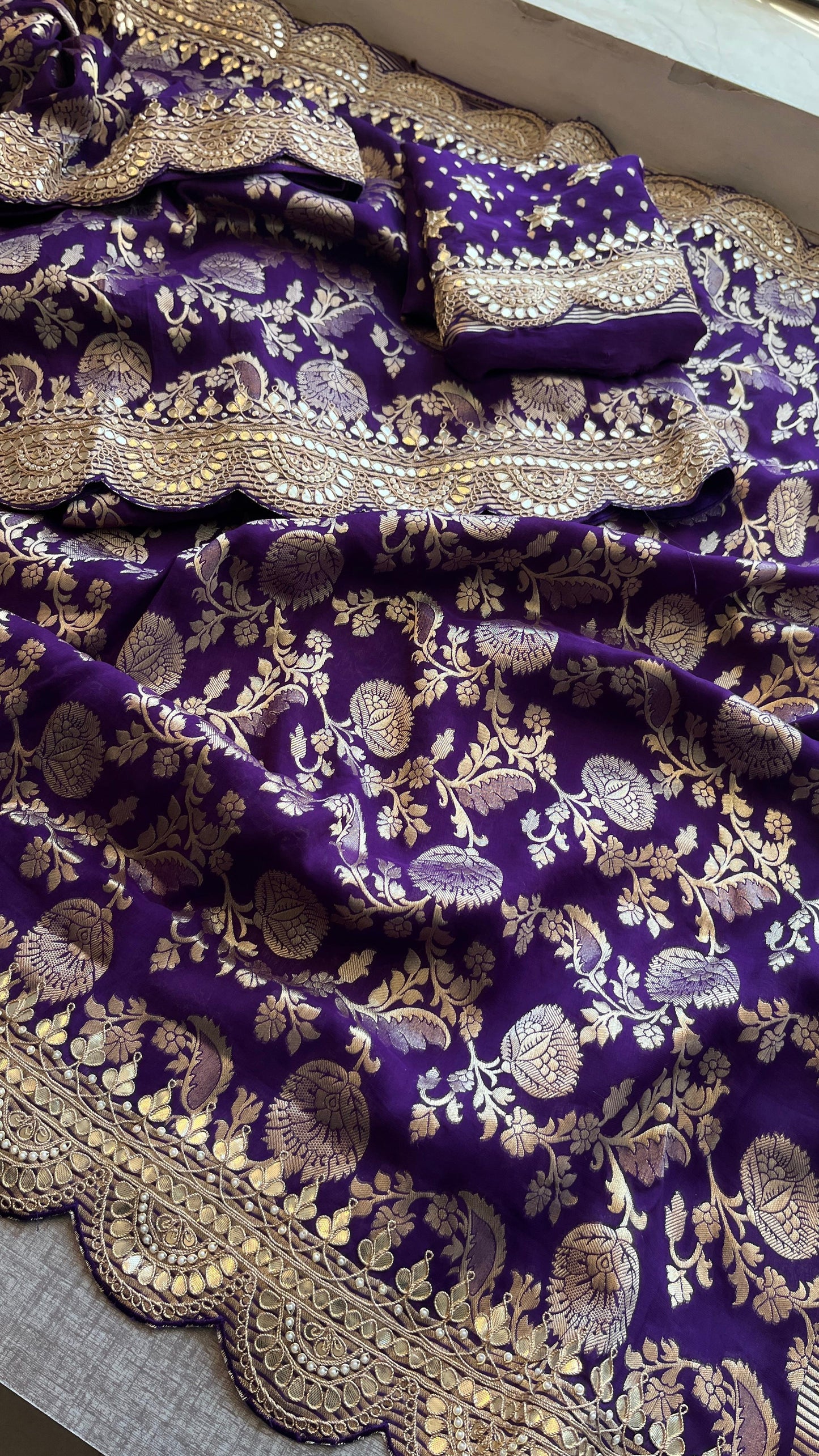 Umesha Khaddi gorgette saree Indian wedding sari blouse