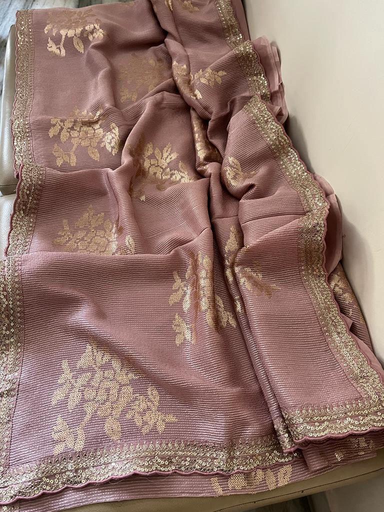 Ravish Sequence Gorgette Saree Partywear Sari
