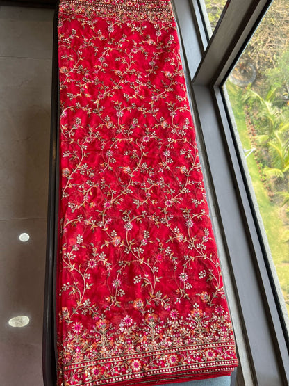 Red Resham saree bridal inspired sari blouse