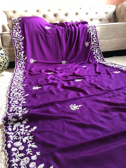 Purple premium elegant beautiful women sarees