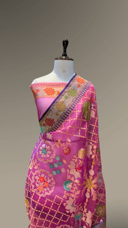Handmade kora saree jamdani tilfi saree Indian sari blouse