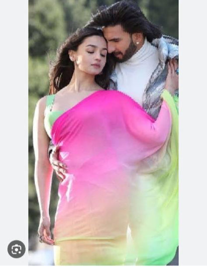 Shaded trendy chiffon lacy saree