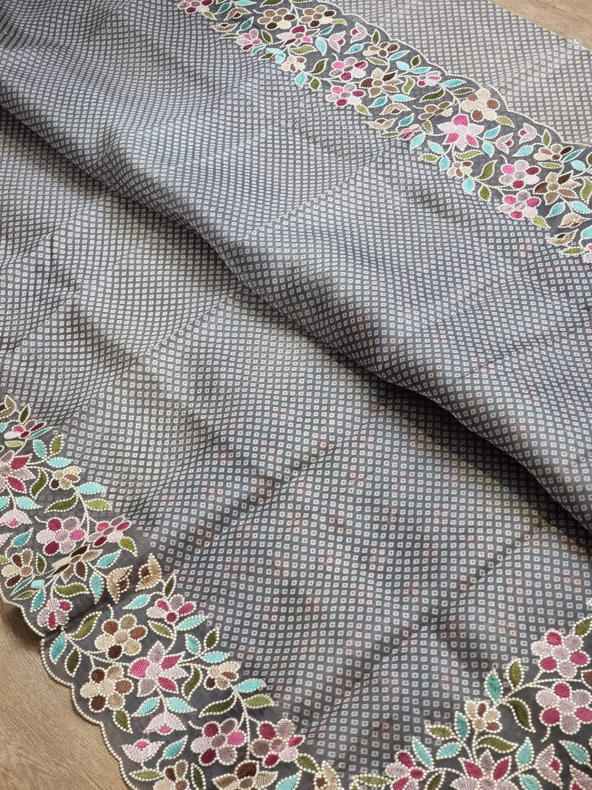 Bandhej printed organza silk sarees
