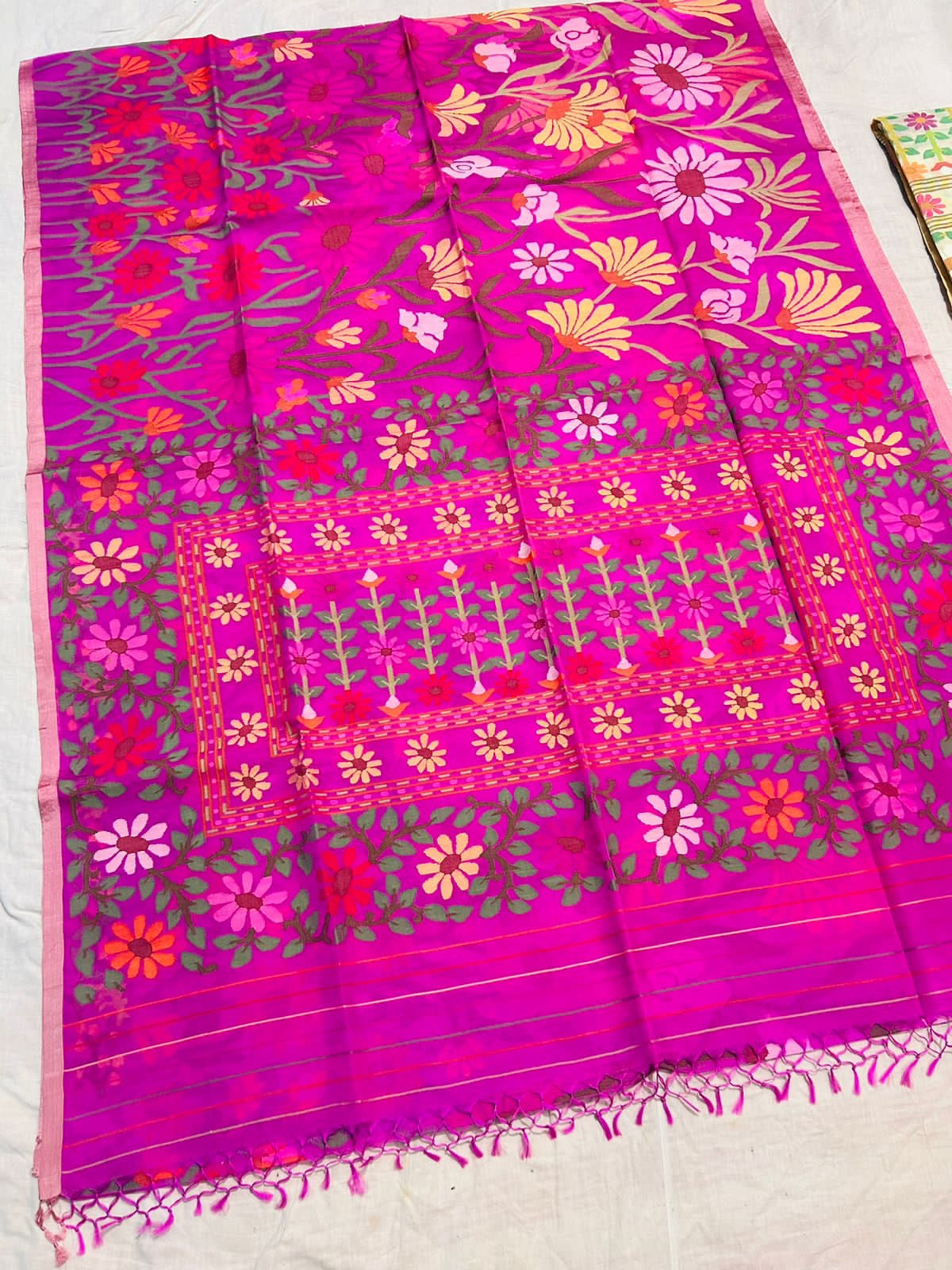 Vania pink tantuj jamdani saree Indian sari