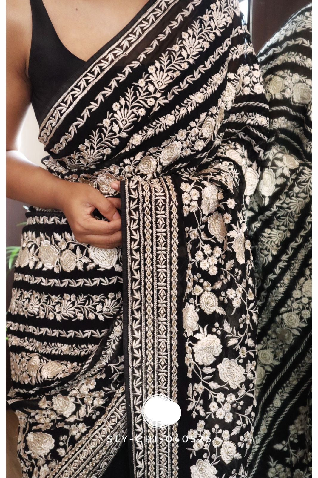 Elegant chikankari saree Lucknowi saree Indian sarees women saree blouse