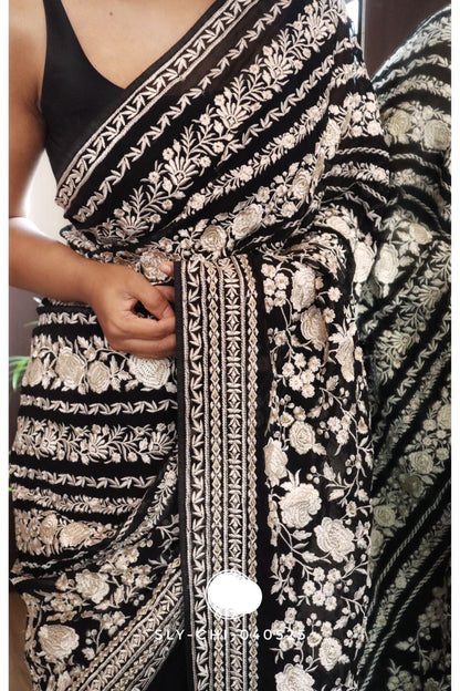 Elegant chikankari saree Lucknowi saree Indian sarees women saree blouse