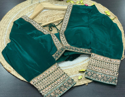 Crepe silk saree paisley inspired sari blouse reception sarees