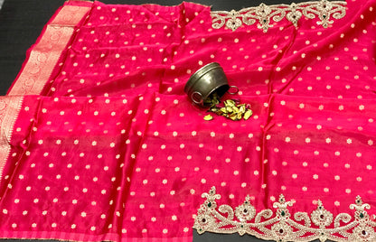 Pure dola silk saree Indian saree wedding sari blouse