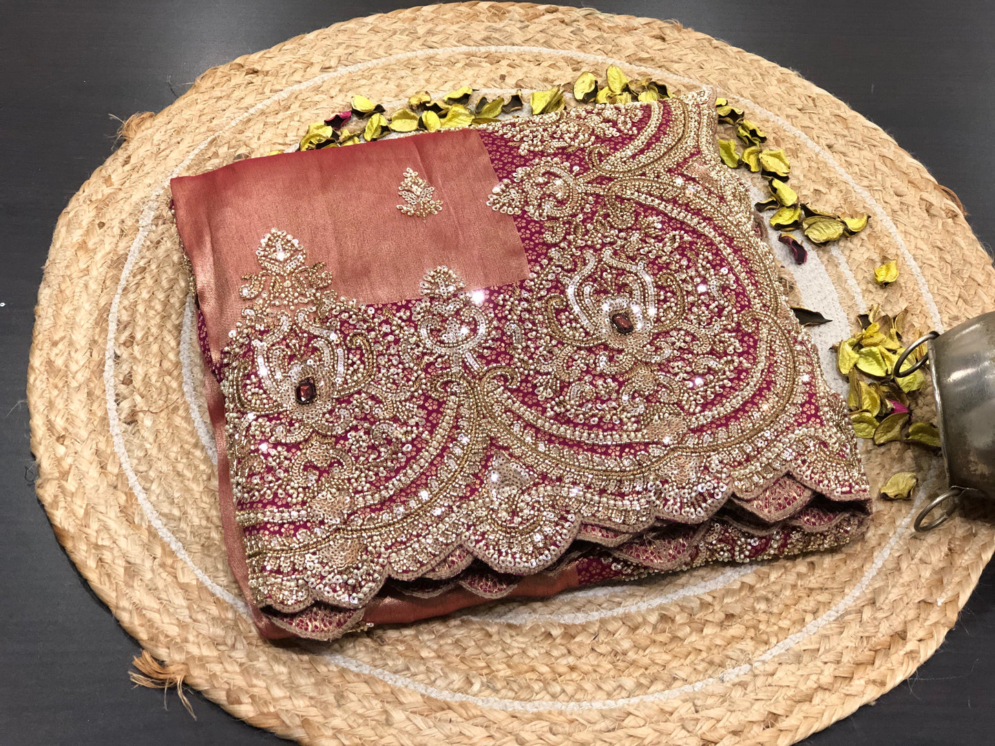 Handmade pure Kanjeevaram saree Indian wedding saree with stitched blouse