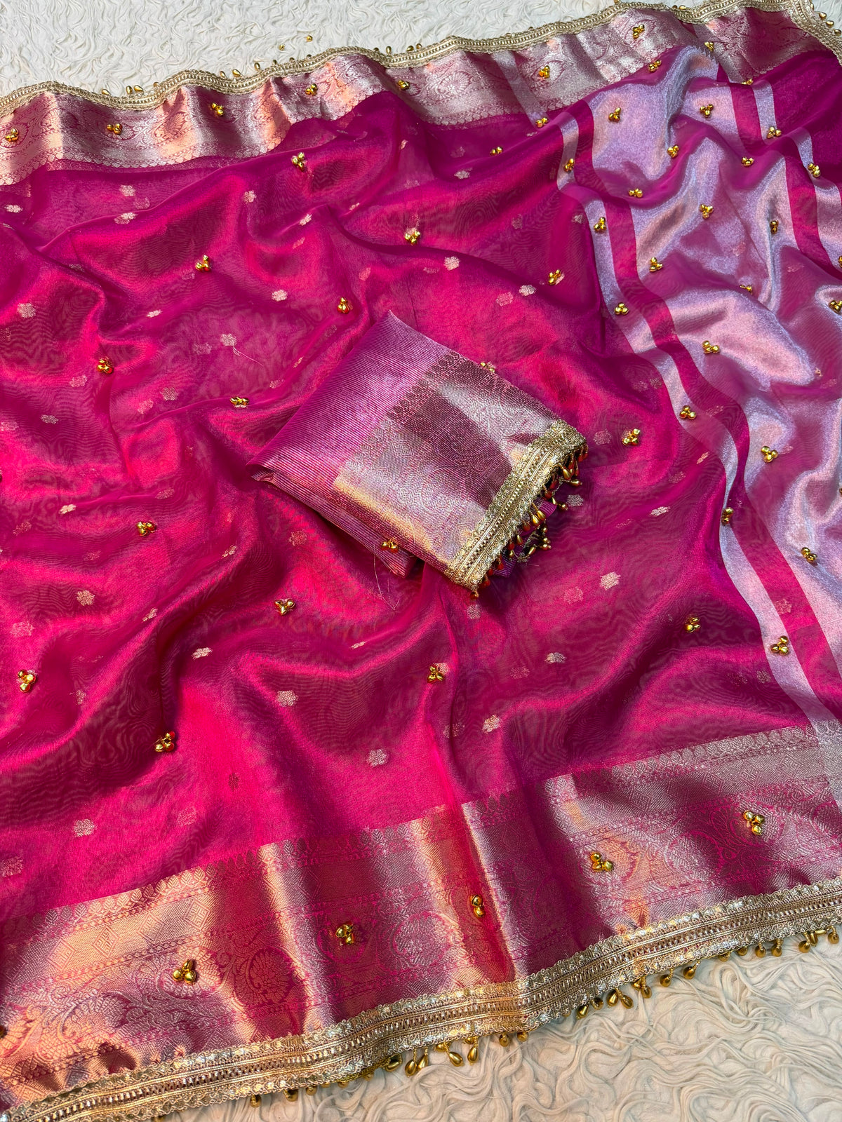 Bollywood saree celebrity inspired saree ghungroo pink sari blouse