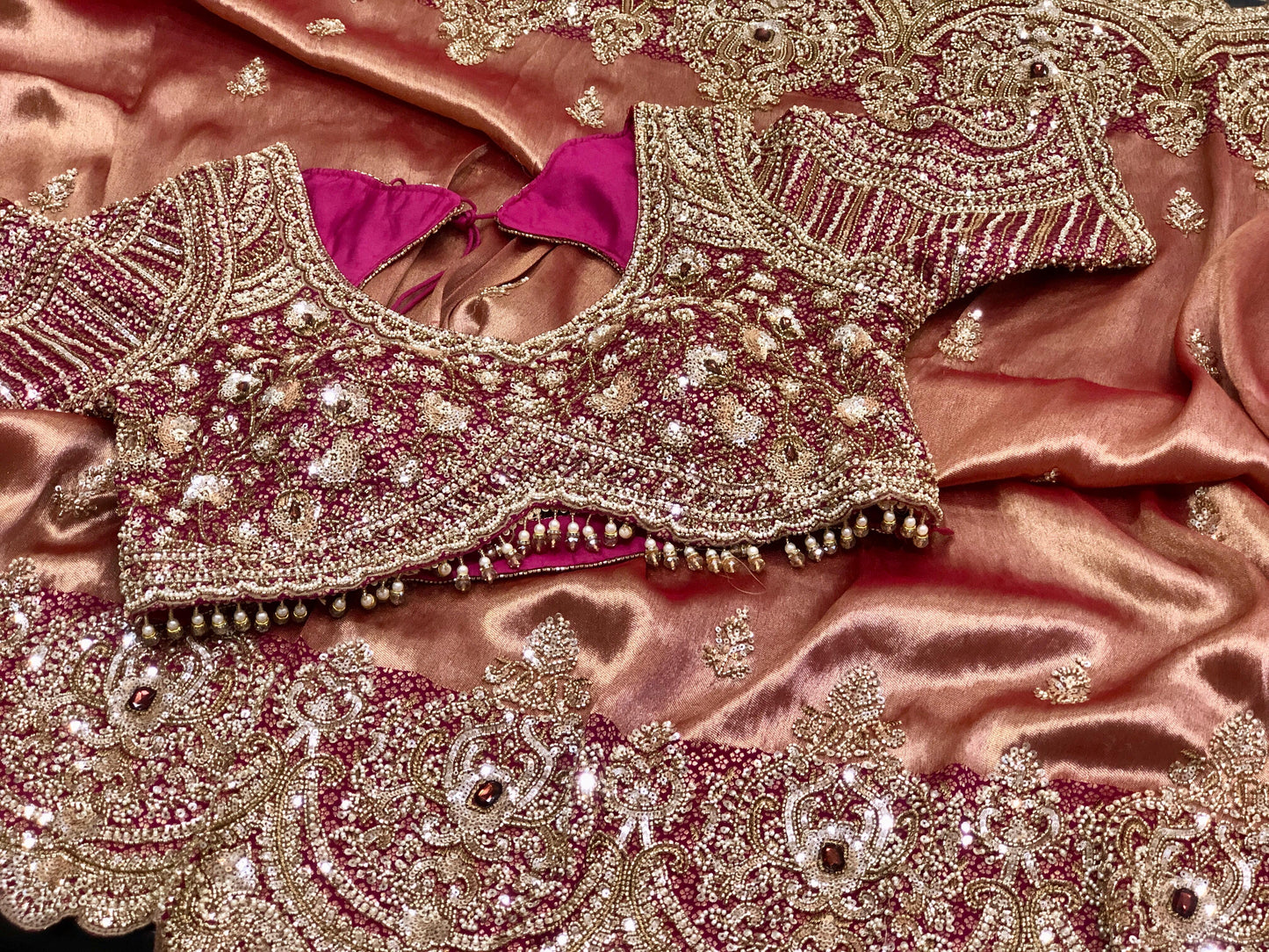 Handmade pure Kanjeevaram saree Indian wedding saree with stitched blouse