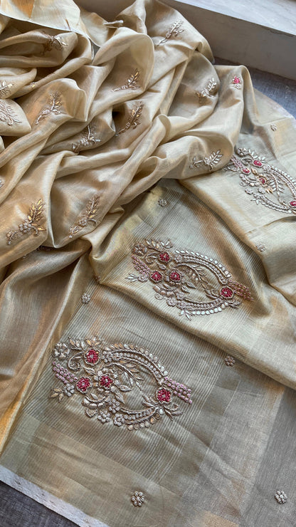 Vanisha linen saree tissue handloom saree Indian sari blouse