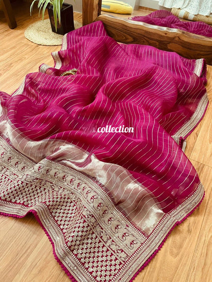 Princess pink organza silk saree partywear saree
